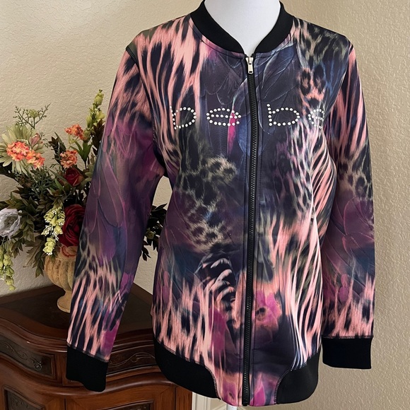 bebe Jackets & Blazers - Bebe Tropical Print Stretch Bomber Jacket